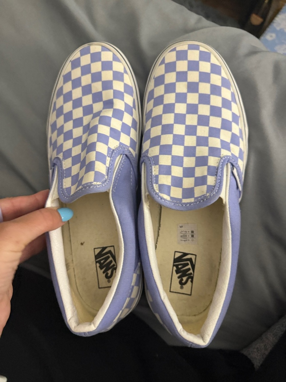 Vans Big Kids Classic Slip-On Checkerboard in Lavender and White - Picture 5 of 5